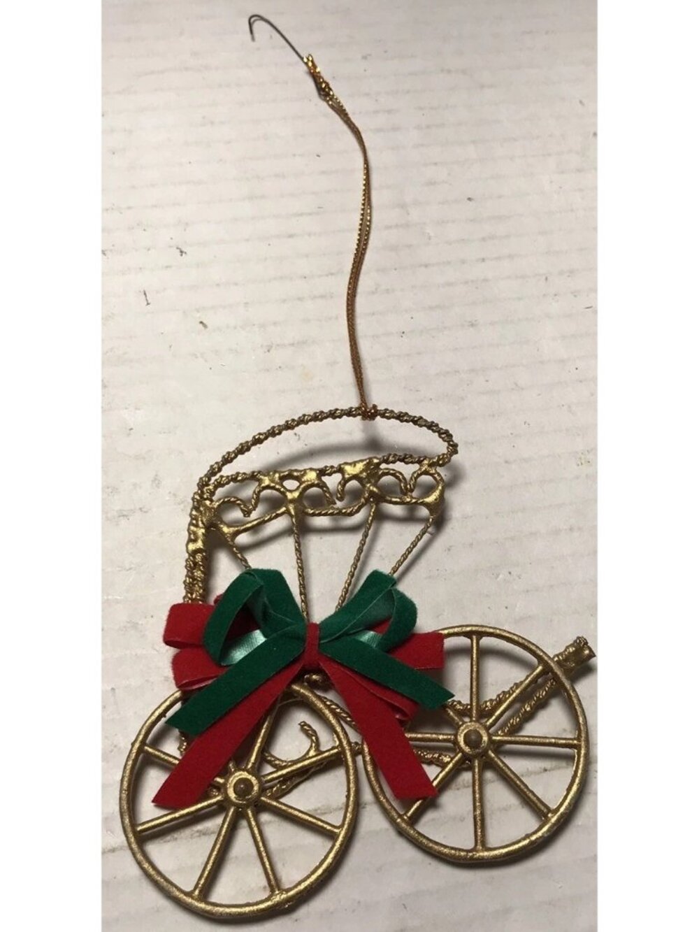 Vintage Gold Colored Horse Buggy Ornament Just The Buggy 4”